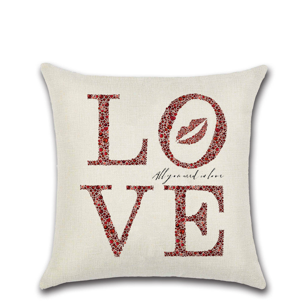 Valentine's Day Love Theme Linen Pillowcase